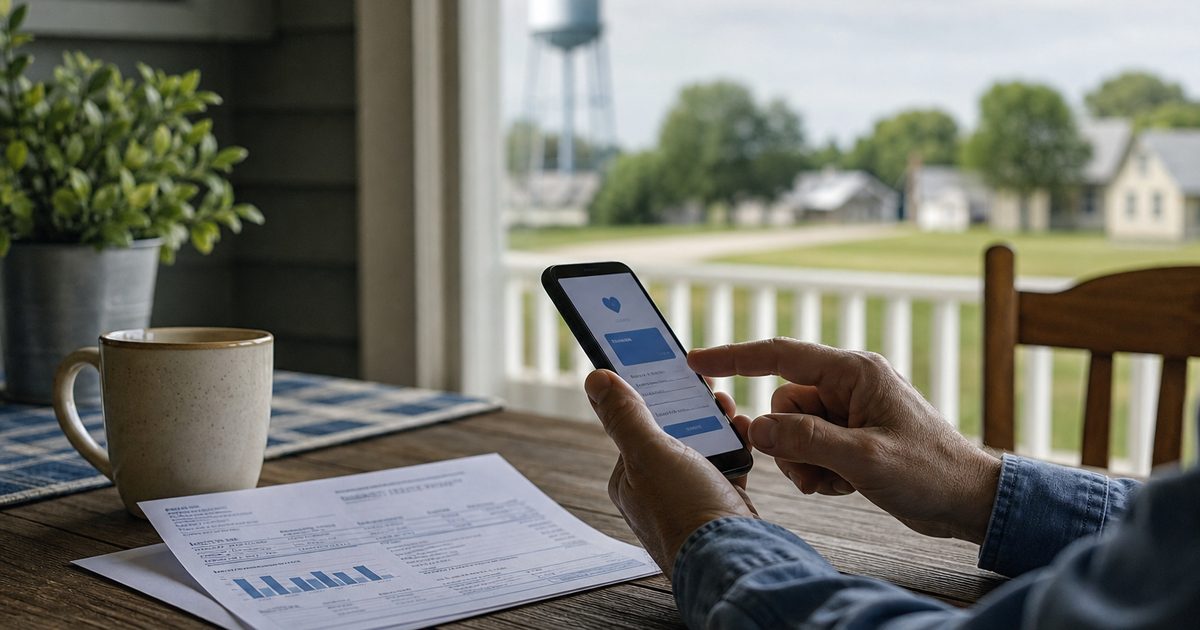 Customer paying a water bill on a smartphone beside a mailed paper bill
