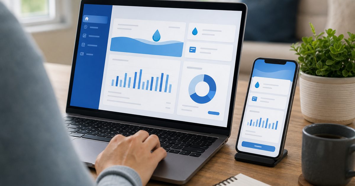Laptop and phone showing a water association customer payment portal